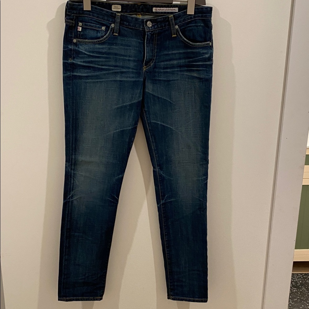 AG Adriano Goldschmied Dark Blue Stilt Straight Leg Jeans